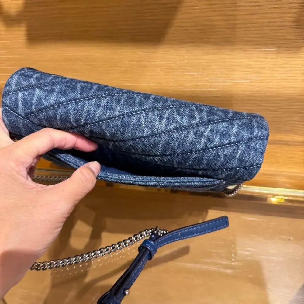 NEW‼️Tory Burch Willa Chevron Denim Wallet Crossbody 188153 $420